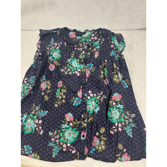 Lane Bryant Floral Ruffle Sleeve Blouse Women’s 20 Navy Blue Multicolor Boho - Picture 6 of 6